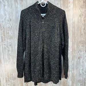 Coldwater Creek Womens Size 1X‎ Pullover 1/2 Zip Knit Sweater Black Orange White